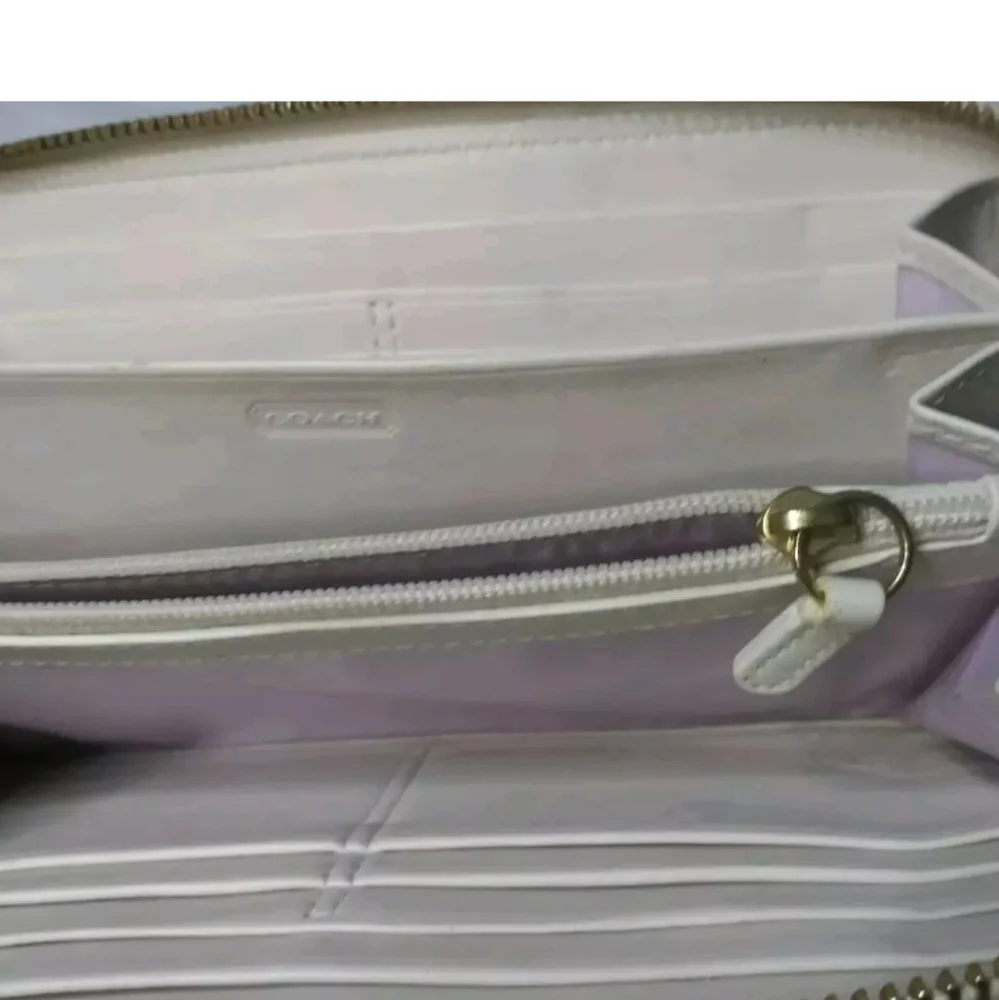 Vintage Coach Continental Zip Round Leather Wallet Organizer Almond & Beige - Picture 6 of 8